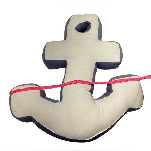 Anchor Decorative Blue and White Nautical Pillow - Picture 4 of 4